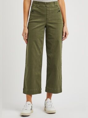 SPANX Cargo greek khaki Olive stretch-twill wide-leg trouser Pant 1X